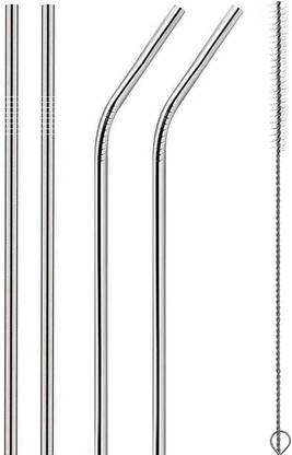 Alcraft sells (Pack of 5) Reusable Stainless Steel Straw with Cleaning Brush-Metal Straws Drinking Juice Glass Set Water/Juice Glass