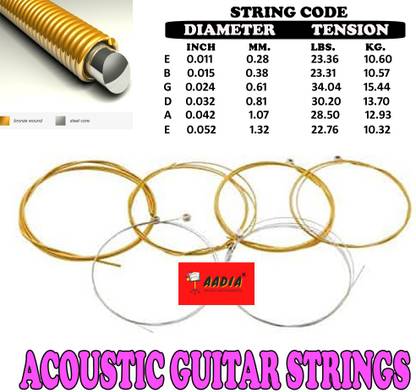 aadia Acoustic Stainless Steel Guitar Strings Full Set Extra Light Rust Coat pack of 6 Guitar String