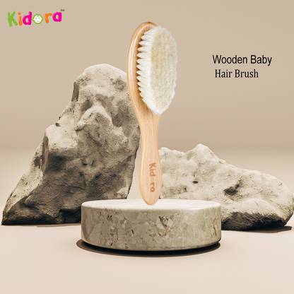 Kidora Wooden Baby Hair Brush for Newborns & Toddlers | Natural Soft Goat Bristles |