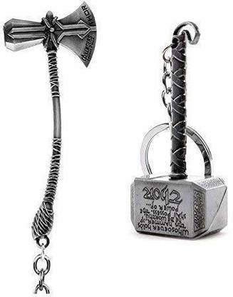 Anexa Combo Marvel Avengers Infinity War Thor & Mjolnir- Hammer Stormbreaker Key Chain