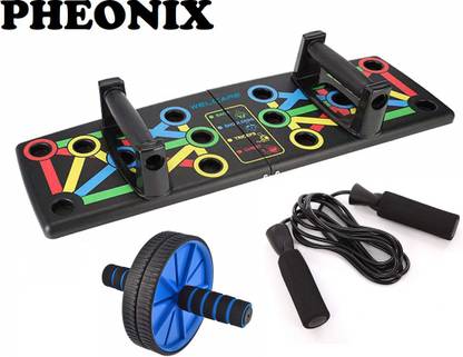 Pheonix Combo Of Push Up Board With Skipping Rope And Ab Wheel Fitness Accessory Kit Kit