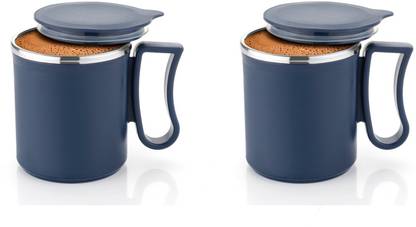 Spirax Stainless Steel Double Wall Insulated Coffee with Lid (250 ml, Pack of 2) Stainless Steel Coffee Mug