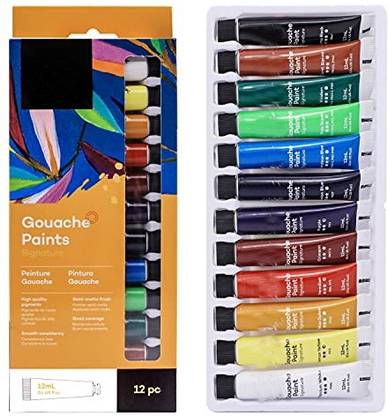 Gold Leaf Gouache Paint 12pc x12ml Multicolour , For Beginners & Professionals (PMHS0028)