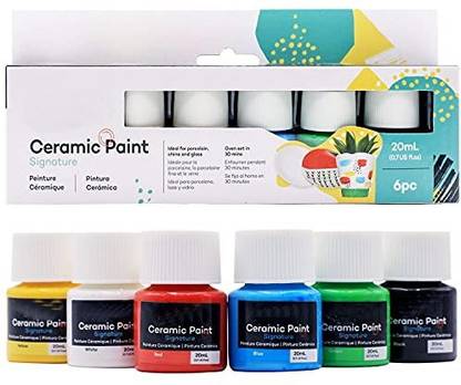 Gold Leaf Ceramic Liquid Paint - 20ml, Set of 6 Pieces, Pre-Mixed, Multicolour