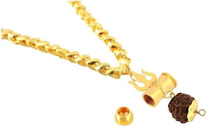 PRIYANSHU INDUSTRIES Letest Fashion Brass, Gold Plated CZ Om Rudraksh Shiva Chamtkaari Pendant Gold-plated Alloy Pendant