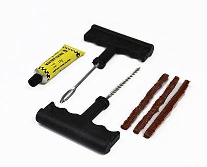 TSA Tubeless Tyre Puncture Repair Kit Full Set | Rubber Cement and Extra Strips Tubeless Tyre Puncture Repair Kit