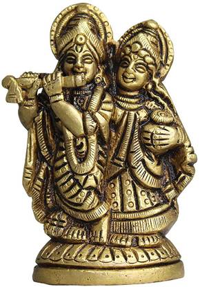 vrindavan shopi Lord Radha Krishna Standing Murti for Home Puja/Pooja Temple 1000gms Decorative Showpiece  -  14 cm
