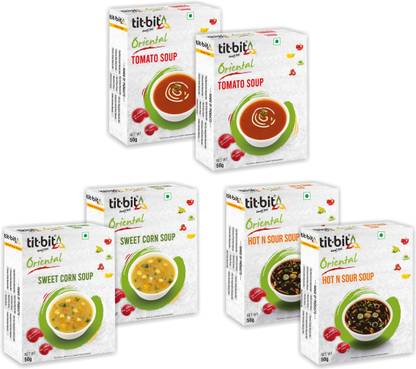 Tit-Bit Oriental Regular Tomato Soup, Sweet Corn Soup, Hot n Sour Soup Each 2 Packets