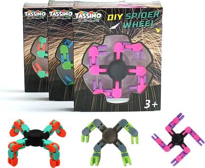 Tassino 3 PCS Deformable Chain Fingertip Toy DIY Stress Relief Toy Mechanical Gyroscope