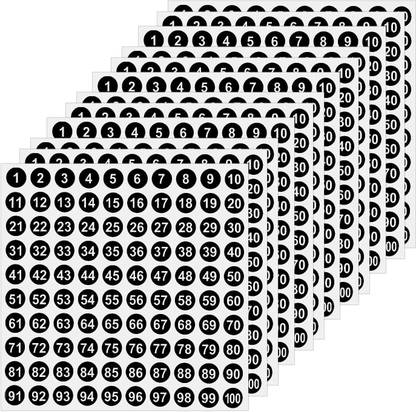 greencom 1.016 cm PK OF 10 Sheets 1-100 Round Number Stickers 0.4 INCH PVC Self Adhesive Sticker