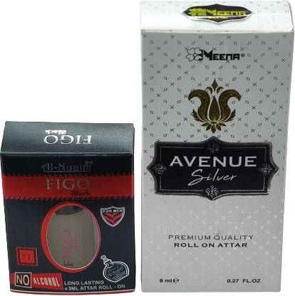 MEENA Avenue Silver & Figo black 8 Ml Roll On Attar Herbal Attar