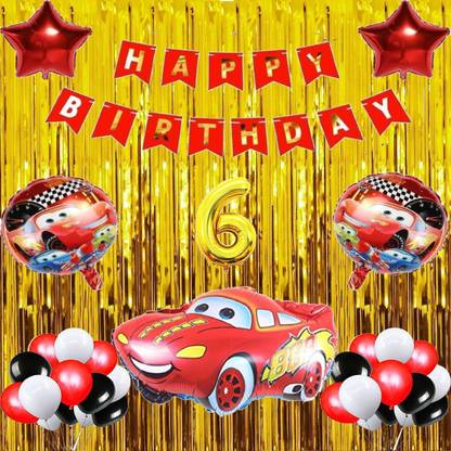 Attache McQueen Car Theme Birthday Decorations Items or Kit (6 Happy Birthday)
