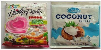 Canbix Harty Party Jumbo Mixed Fruits Candies and Coconut Toffees / Pack Of 2 Mixed fruits, Coconut flavor Toffee