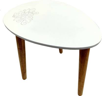 VANIYA CRAFTS Oval Shape Wooden Modern Coffee Table Centre Table With Beautiful Flower Design Engineered Wood Coffee Table