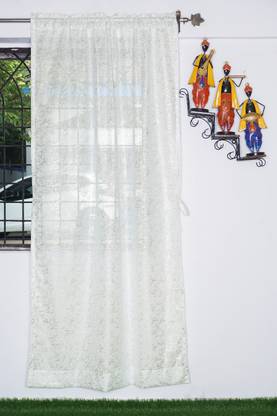 Parda Online 213 cm (7 ft) Door Cotton Transparent Curtain Single Curtain