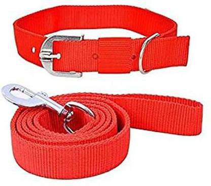 Sip Dog Neck Collar Belts and Leash Set (Red Color, Waterproof, Medium, Nylon, Leash Dog & Cat Collar & Leash