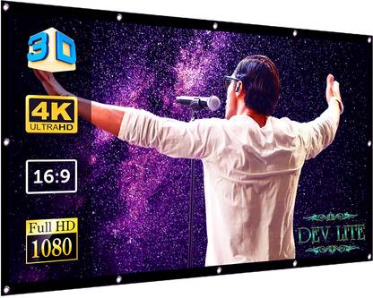 Dev Lite Premium 82 Inch- 6Ft x 3.4Ft (Anti-Creased) (Foldable) (Anti-Light) 16:9 4K Eyelet HG Projector Screen (Width 182.88 cm x 104.14 cm Height)