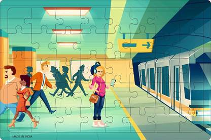 Crackles 40 Pc Paperless Wooden MDF Jigsaw Puzzle Subway Metro Station Theme-Pack of 1