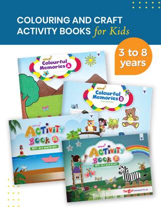 Nurture Colouring And Activity Books For Kids In English | 3 To 8 Year Old Children | 78 Fun DIY Craft, Art And Other Ideas | Monsoon And Toys Theme Based Coloring Books | Set Of 4 Books
