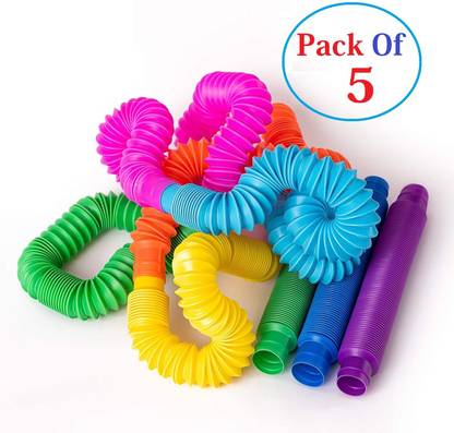HSR Pop Tubes, Pop Tube Fidget Toys for Kids and Sensory Toys for Children and Adult, Learning Toys Stress Relieve Toy pack of 5 pop tube toy for kids best gift for kids (Multicolor)