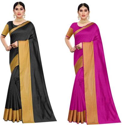 Self Design, Embellished, Woven, Striped Bollywood Cotton Blend Saree