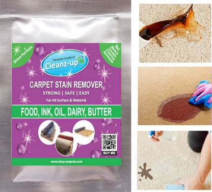 Cleanz-up Carpet Stain Cleaner, No Acid, Eco Spray Formula 50 gm makes 500 ml Liquid Stain Remover