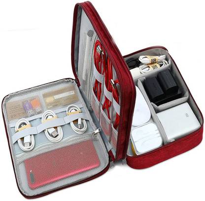 OCEANEVO 3 Layer Electronic Organizer Bag for Cables, Chargers & Gadgets 27 x 20 x 9 cm