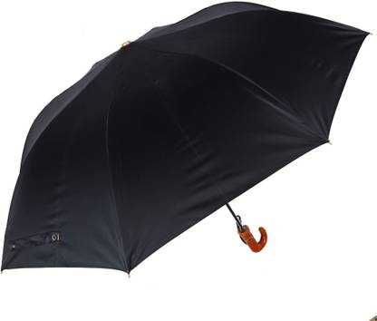 KK 2 fold Jet Black Premium (Wooden Handle) Umbrella