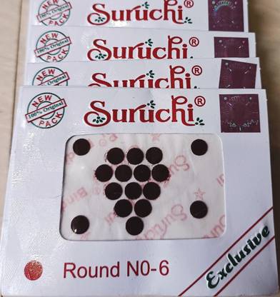 PrishaCreationStore 12 Set Suruchi Bindi- Coffee Color- Round No. 6 Women Brown Bindis
