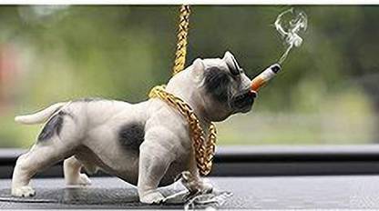 Pepino Adorable Pitbull Bully Smoking Dog with Chain Car Dashboard Car Hanging Ornament