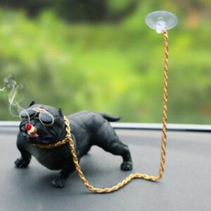 Pepino Wonderful Set Of 1 Pitbull Smoking Dog with Chain Car Hanging Ornament