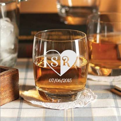 Just Buy Pro (Pack of 2) Personalized Laser Engraved Whiskey Glass Set Whisky Glass