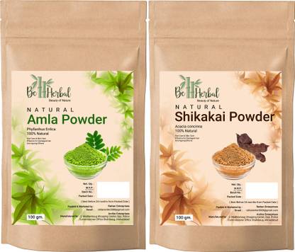 BE HERBAL Amla + Shikakai Powder Combo-Pack For Hair Growth & 100% Natural (100g Each)