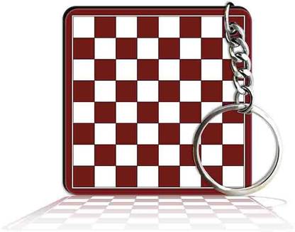 Party Gift Printed Square Keyring Keychain D - Chess Board Brown W Key Chain