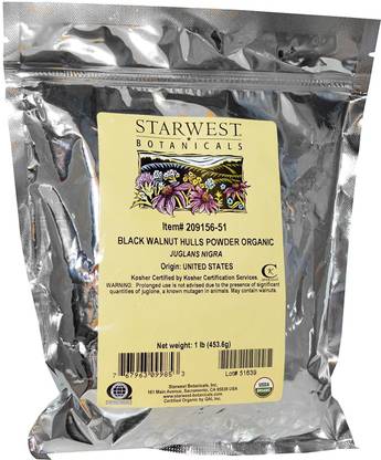Starwest Botanicals Organic Black Walnut Hulls Powder, 1 Lb Walnuts