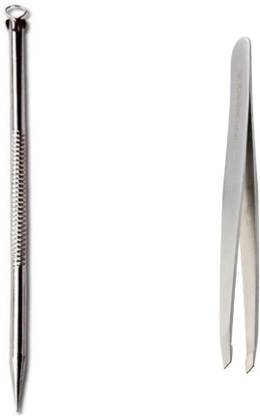Hk Group Stanless steel Blackhead Remover with slant tip Chemte ( 1+1 Pcs)
