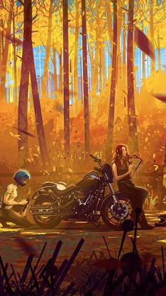 A Beautiful Autumn Biker Breakdown Matte Finish Poster Paper Print