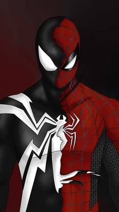 Spider Man Custom Symbiote Red Suit Split Matte Finish Poster Paper Print