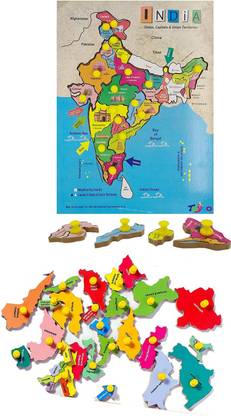 AMUSING India Map Puzzle With Picture Wooden Map with States For Knowledge Jigsaw Puzzle