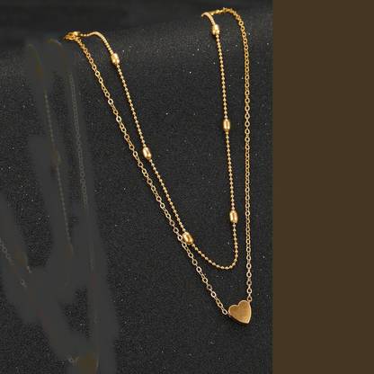 Gold Plated Heart Pendant Layered Necklace Gold-plated Plated Alloy Necklace