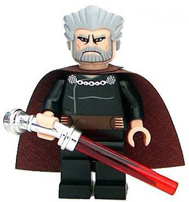 LEGO Star Wars Count Dooku Minifigure with Chrome Curved Hilt Lightsaber from Set