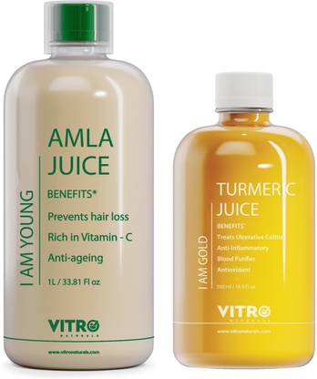 VITRO TURMERIC JUICE500ML & AMLA JUICE1L|Immunity Booster|Anti-inflammatory|Skin Glow