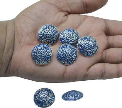 CRAFTLOVE Nakkashi Metal Button for Coat, Jacket, Blazer - (Size : 2 cm)Navy Blue Metal Buttons