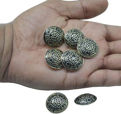 CRAFTLOVE Nakkashi Metal Button for Coat, Jacket, Blazer - (Size : 2 cm)Black Metal Buttons