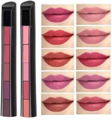 Jollity 5 in 1 Lipsticks Combo Set, Red and Nude Lipsticks for Women, Long Lasting Waterproof Matte Finish Lipstick Pack (Multicolor)