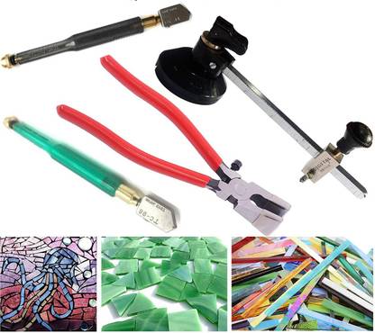 metrotools 4 Pcs Glass Cutting Tool Set Kit Includes Adjustable Circular Glass Cutter 1XTC-90 Cutter 1XTC-96 Cutter 1X Glass Pliers 1X Glass Round Cutter- 6" Glass Cutter