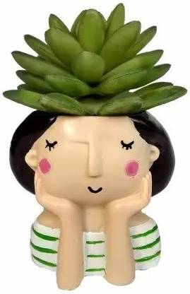 vyome Thinking Girl Shaped Small Mini Cute Porcelain Flower Basket