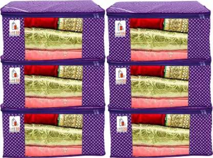Ganpati Bags Polka Dots 6 Piece Cotton Quilted Saree Cover(Purple) AQ-10