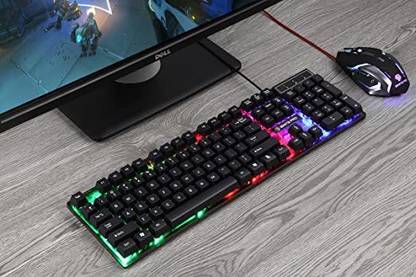 Enter KG Computer Pro Gaming Mouse and Keyboard Combo with 6 Button Mouse Wired USB Standard Gaming Keyboard Compatible with Desktop, Laptop, Mac Easy to Use,Plug and Play,Quick, Comfy Durable body