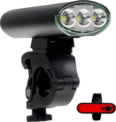 SLOVIC Rechargeable Cycle Lights Combo | Front 750 lumens 3-Head Light | Back 100 lumen LED Front Rear Light Combo